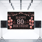 Trgowaul 80th Birthday Backdrop Banner Rose Gold Fabric or Paper 5.9 x 3.6 ft