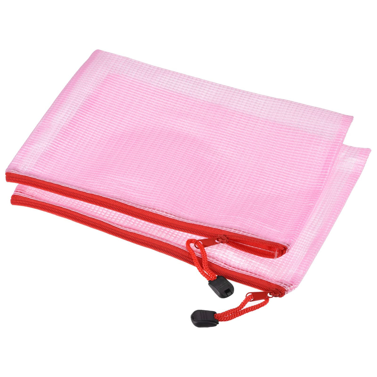 Meccanixity Mesh Zipper Bags, B6 Size File Document Pockets Bill Pouch Folders For Office Home Supply, Pink Pack Of 6