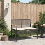 vidaXL Garden bench with cushion poly rattan and acacia wood black