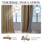 Ryb Home Linen Textured 100% Blackout Curtains For Bedroom, Insulating Energy Saving Window Curtains For Living Room Dining Pati