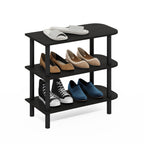 Furinno Turn-N-Tube 23-Inch 3-Tier Curved Freestanding Shoe Rack Storage Organizer, Espresso/Black