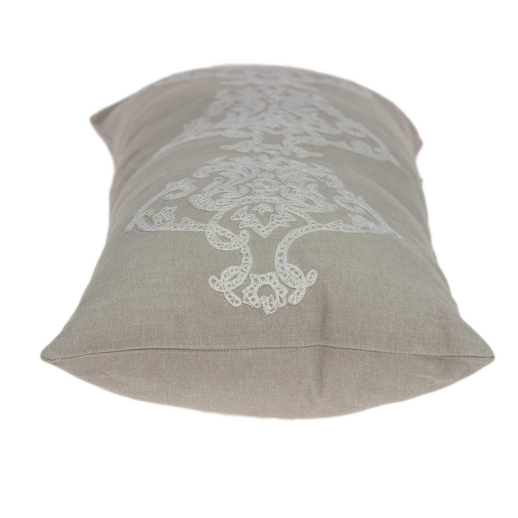 HomeRoots 100% Cotton Parkland Collection Georgia Transitional Beige Pillow Cover with Poly Insert