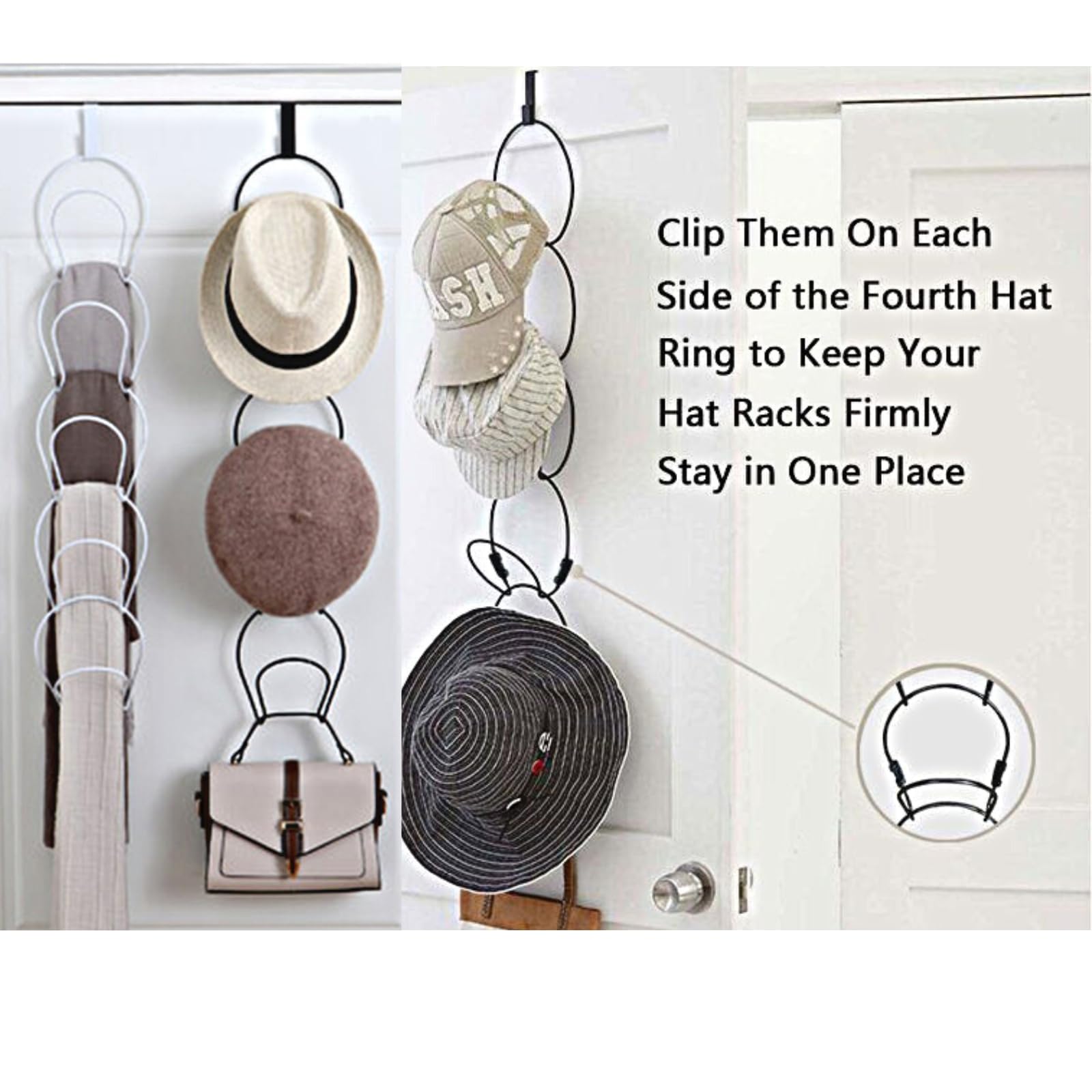Linfidite 15 Pack Baseball Hat Rack Hanger Holder Organizer Multi Hook Wall Mounted Over Door Cap Display Storage Rack Cap Holde
