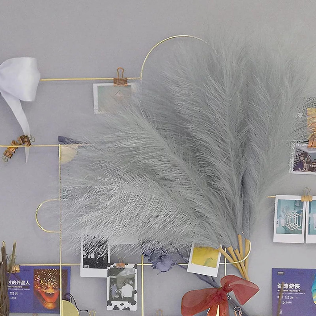 Bnecnet 10 Stems Faux Pampas Grass - 17.7'' Artificial Pampas Grass Decor Fluffy Small Pampas Grass Flower Arrangement And Vase