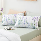 Exq Home Satin Pillowcase For Hair And Skin - Lavender Printed Silk Pillowcase 2 Pack 20X26 Inches - Standard Size Satin Pillow