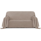 Purefit Geometric Jacquard Throw Sofa Cover - Textured Soft Washable Decorative Couch Covers For 3 Cushion Couch, Throw Cover With Tassels Furniture Protector For Pets, Kids (Medium, Camel)