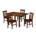 East West Furniture MLNO5-MAH-W 5 Piece Dining Table Set for 4 Includes a Rectangle Kitchen Table with Butterfly Leaf and 4 Kitchen Dining Chairs, 36x54 Inch, Mahogany