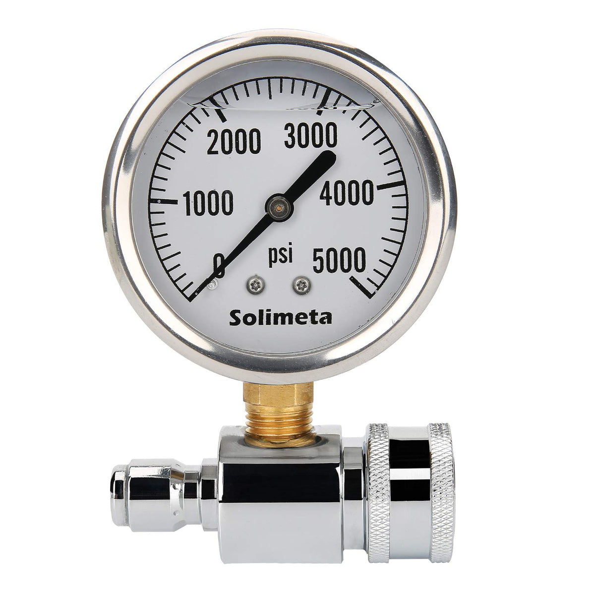 Solimeta 2-1/2' Pressure Washer Pressure Gauge Kit, 3/8 Inch Quick Connect, 5000 Psi Pressure Washer, Liquid Filled
