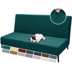Znsayotx Armless Futon Covers Full Size (67'-82') Stretch Jacquard Sofa Bed Slipcovers, Striped Queen Futon Cover With Non-Slip Elastic Bottom, Soft Cozy Futon Mattress Cover Washable (Blackish Green)