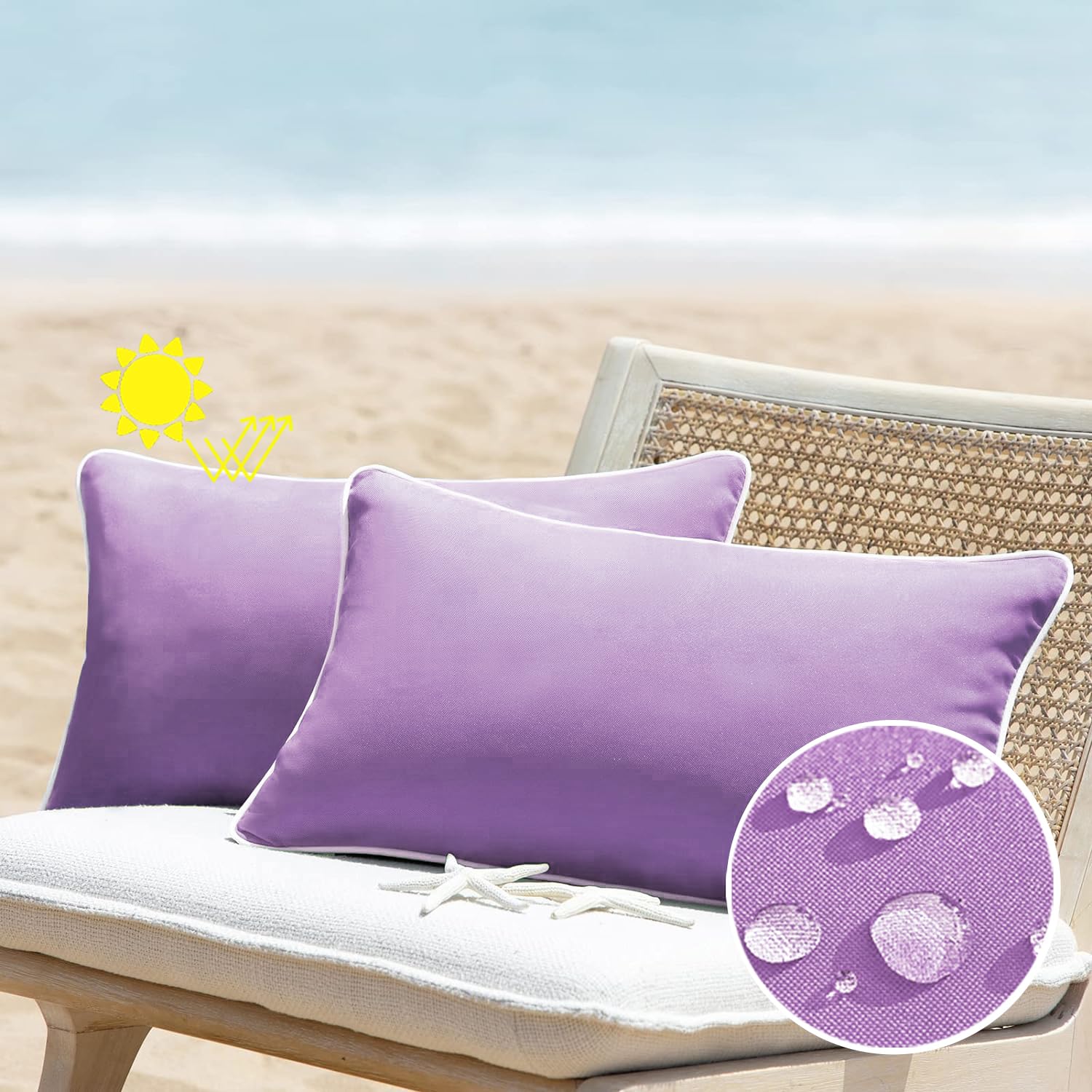 All Smiles Purple 12X20 Set Of 2 Outdoor Waterproof Lumbar Pillowcase Throw Pillow Covers Decorative Outside Patio Furniture Cus