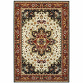 HomeRoots 509139 8 x 11 ft. Red & Ivory Oriental Power Loom Stain Resistant Rectangle Area Rug