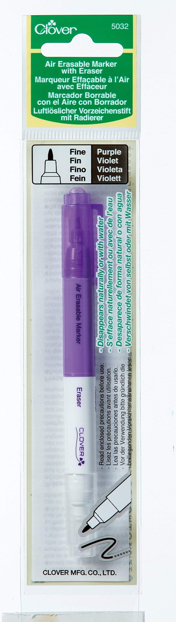 Clover 5032 Purple Fine Air Erasable Marker With Eraser