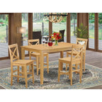 East West Furniture CAPU5H-OAK-W 5 Piece Counter Height Pub Set Includes a Rectangle Dining Table and 4 Dining Room Chairs, 36x60 Inch, Oak