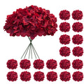 Cherica 20 Pcs Dark Red Hydrangea Artificial Flowers Bulk, Faux Hydrangea Flowers Heads, Artificial Fake Silk Hydrangea Flowers 