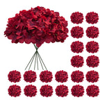 Cherica 20 Pcs Dark Red Hydrangea Artificial Flowers Bulk, Faux Hydrangea Flowers Heads, Artificial Fake Silk Hydrangea Flowers 