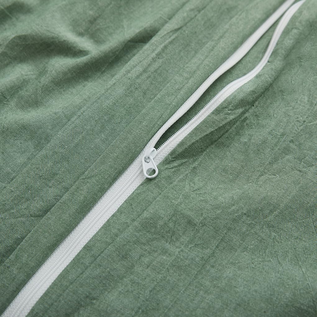 Lovque Duvet Cover Full Size, 100% Washed Cotton Linen Like Bedding Set With Zipper Closure (No Comforter), 80X90 Inches, Mint G