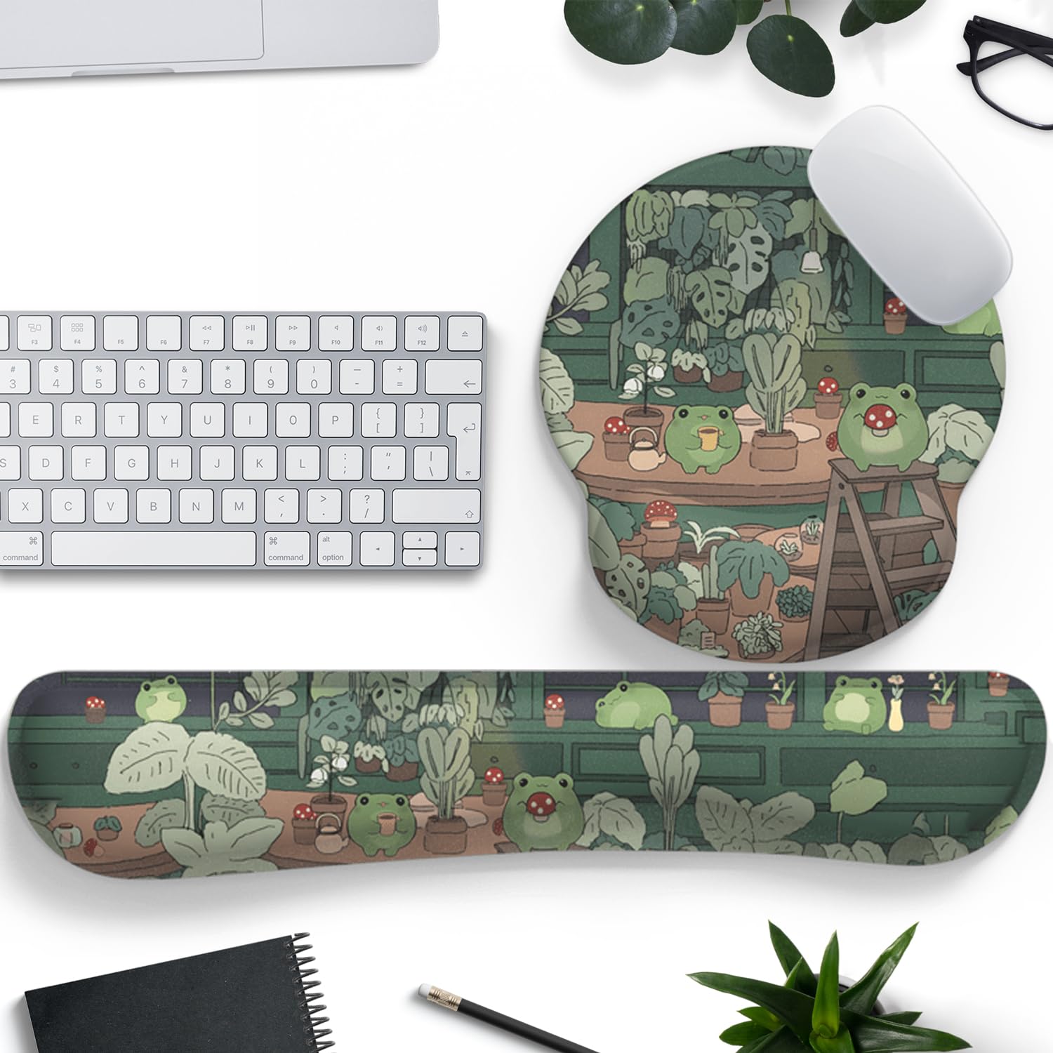 Cute Frog Mouse Pad With Wrist Rest Kawaii Green Decor Pain Relief Mat, Ergonomic Mouse Pad For Desk Computer Keyboard Laptop, D