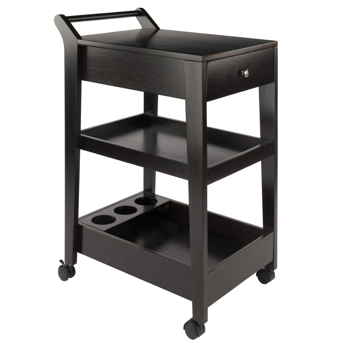 Ergode Wood Jeston Entertainment Cart | Stylish, Elegant, Durable | Ample Surface Space, Storage Drawers, Shelves | Removable Wine Holder | (92529-VV)