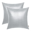 BRAWARM Silver Leather Throw Pillows 16 X 16 Inches, Snake Leather Pillow Covers Pack of 2, Faux Leather Decorative Pillow Cover