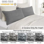 Phf 100% Cotton Waffle Pillowcases Queen Size, 2 Pack Soft Breathable Skin-Friendly Pillow Sham, Decorative Waffle Weave Pillow