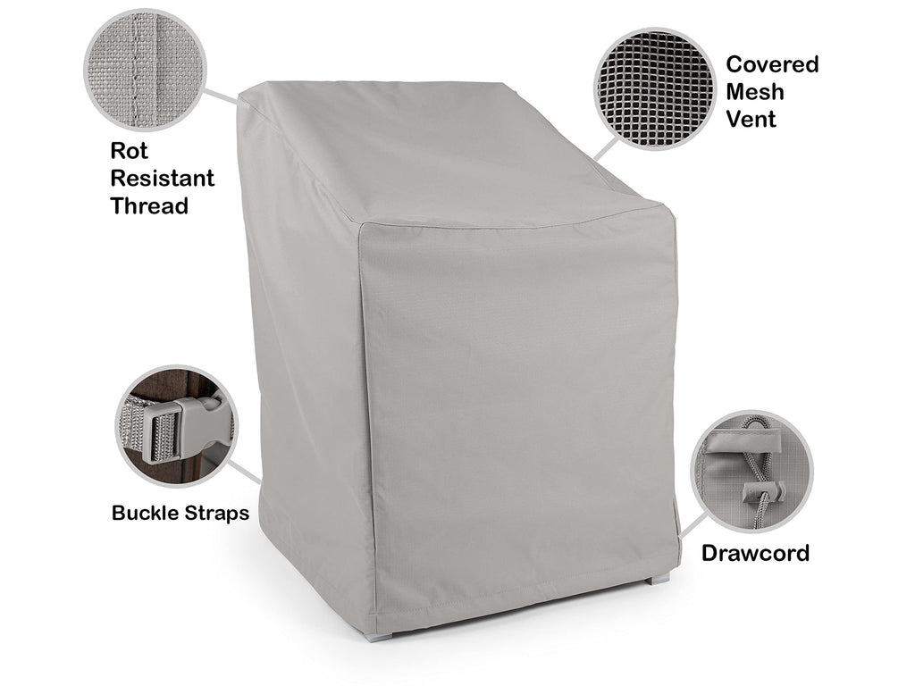 Covermates Outdoor Chair Cover - Heavy-Duty Polyester, Weather Resistant, Drawcord Hem, Seating And Chair Covers, 26W X 34D X 35H, Ripstop Grey