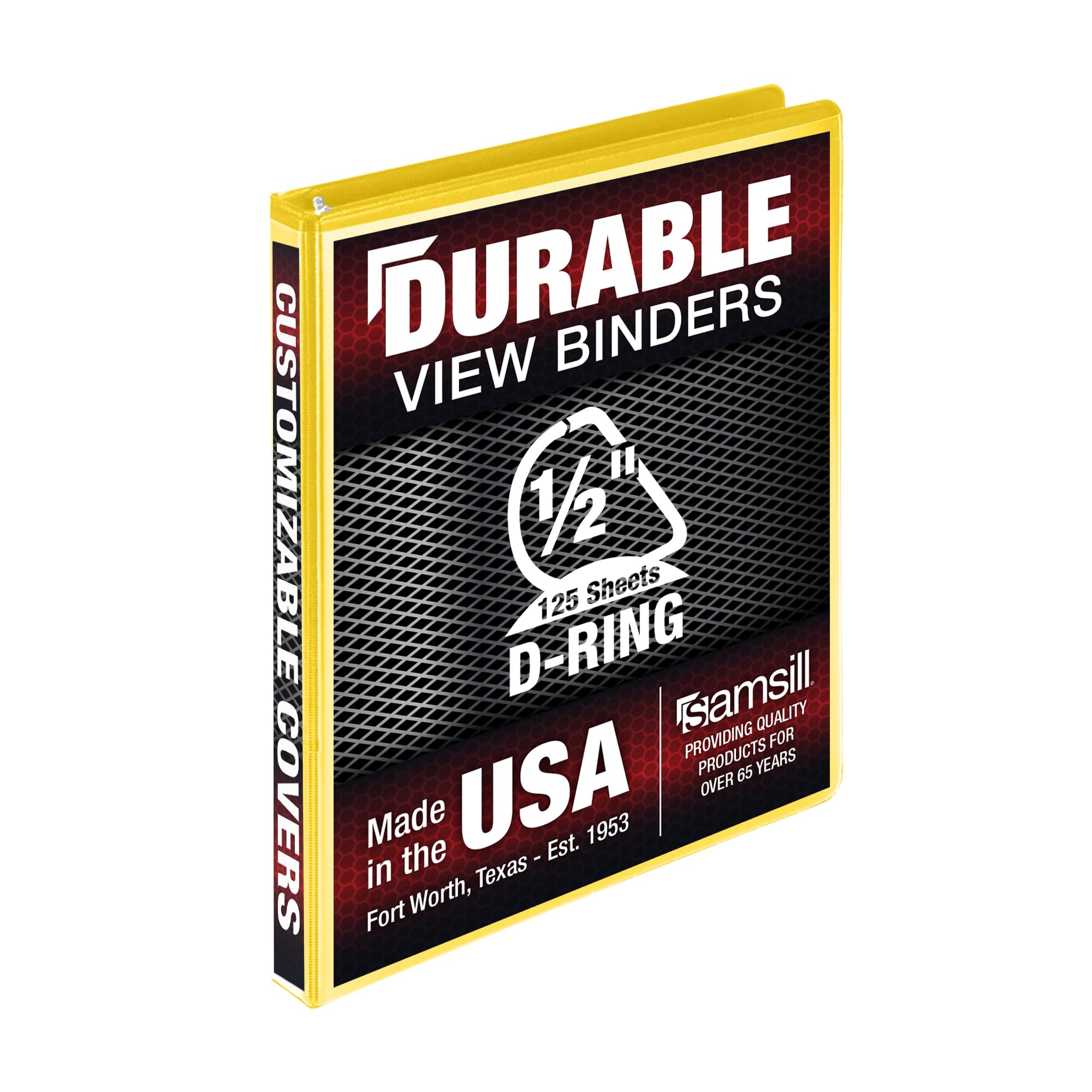 Samsill Durable 0.5 Inch Binder, Made In Usa, D Ring Binder, Fsc 100% Recycled Chipboard, Yellow