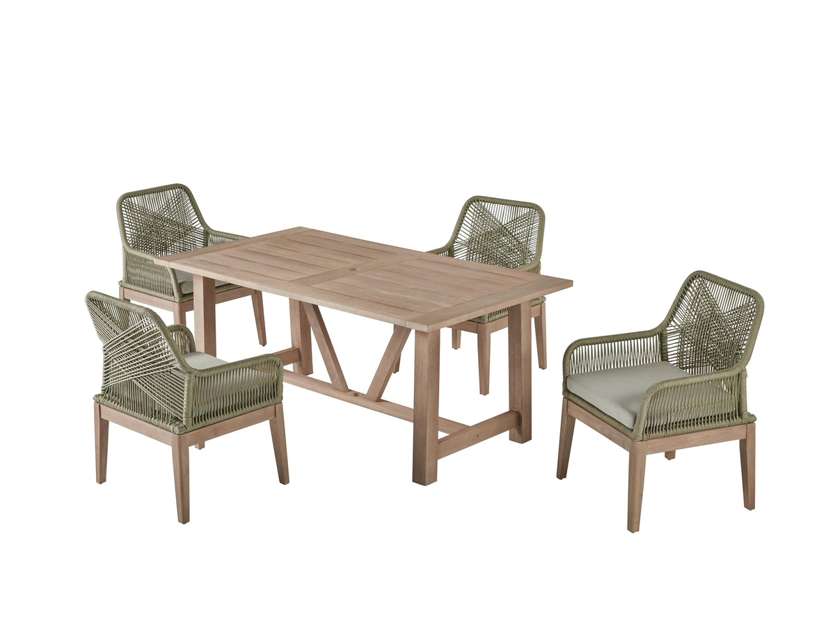 Best Quality Furniture D1007 Outdoor Dining Set, 1 Table + 4 Chairs, Light Oak