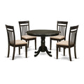 East West Furniture HLCA5-CAP-C 5 Piece Dinette Set for 4 Includes a Round Dining Room Table with Pedestal and 4 Linen Fabric Kitchen Dining Chairs, 42x42 Inch, Cappuccino