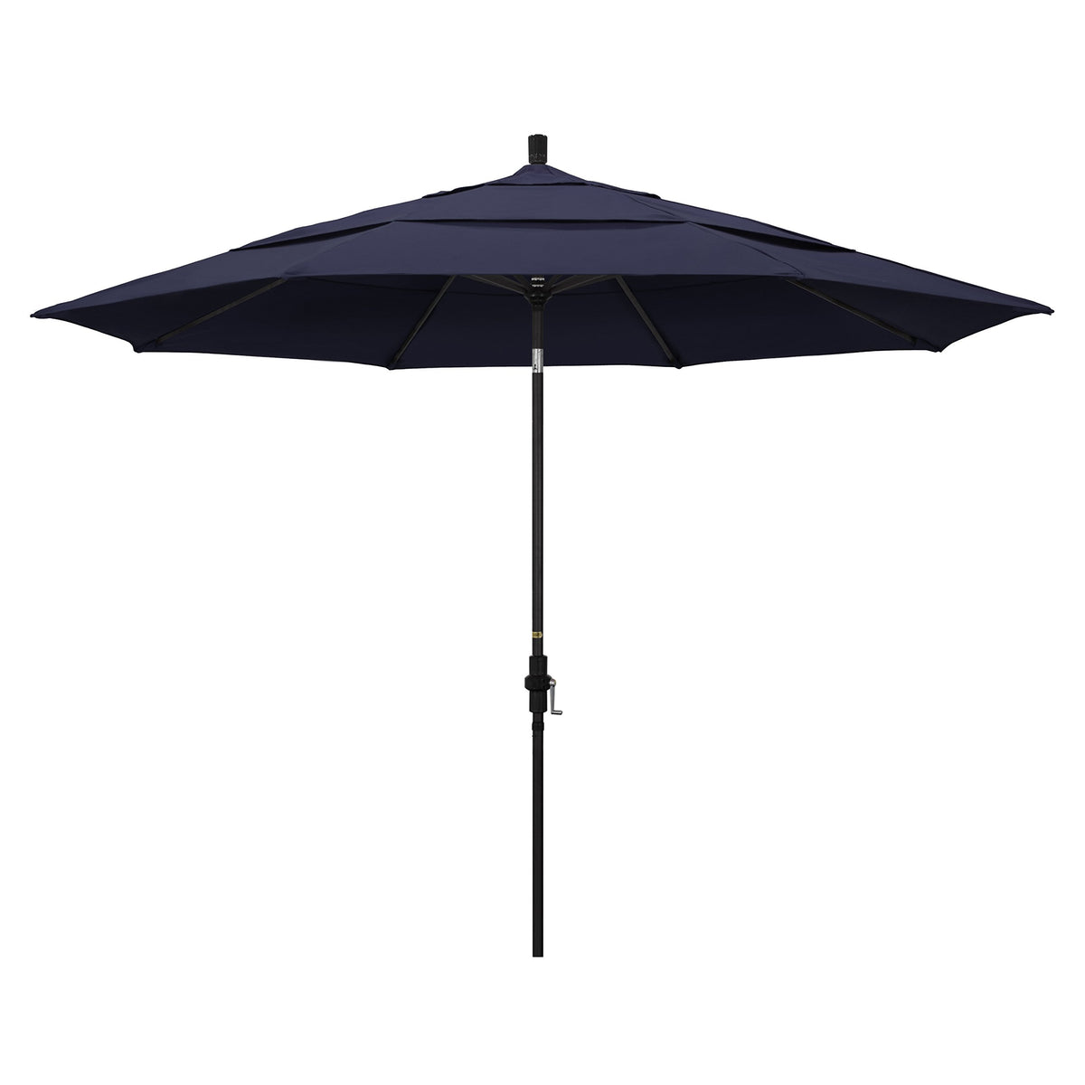 California Umbrella Gscu118302-5439-Dwv 11' Round Aluminum Market, Crank Lift, Collar Tilt, Black Pole, Sunbrella Navy Patio Umb