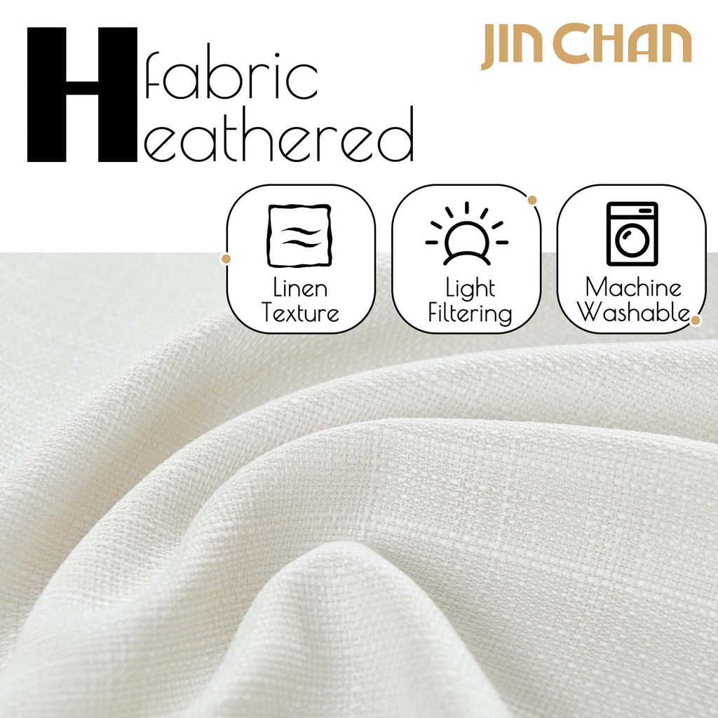 Jinchan Ivory Curtains For Living Room Bedroom Linen Textured Curtains 84 Inches Long Farmhouse Country Curtains Casual Weave Ba