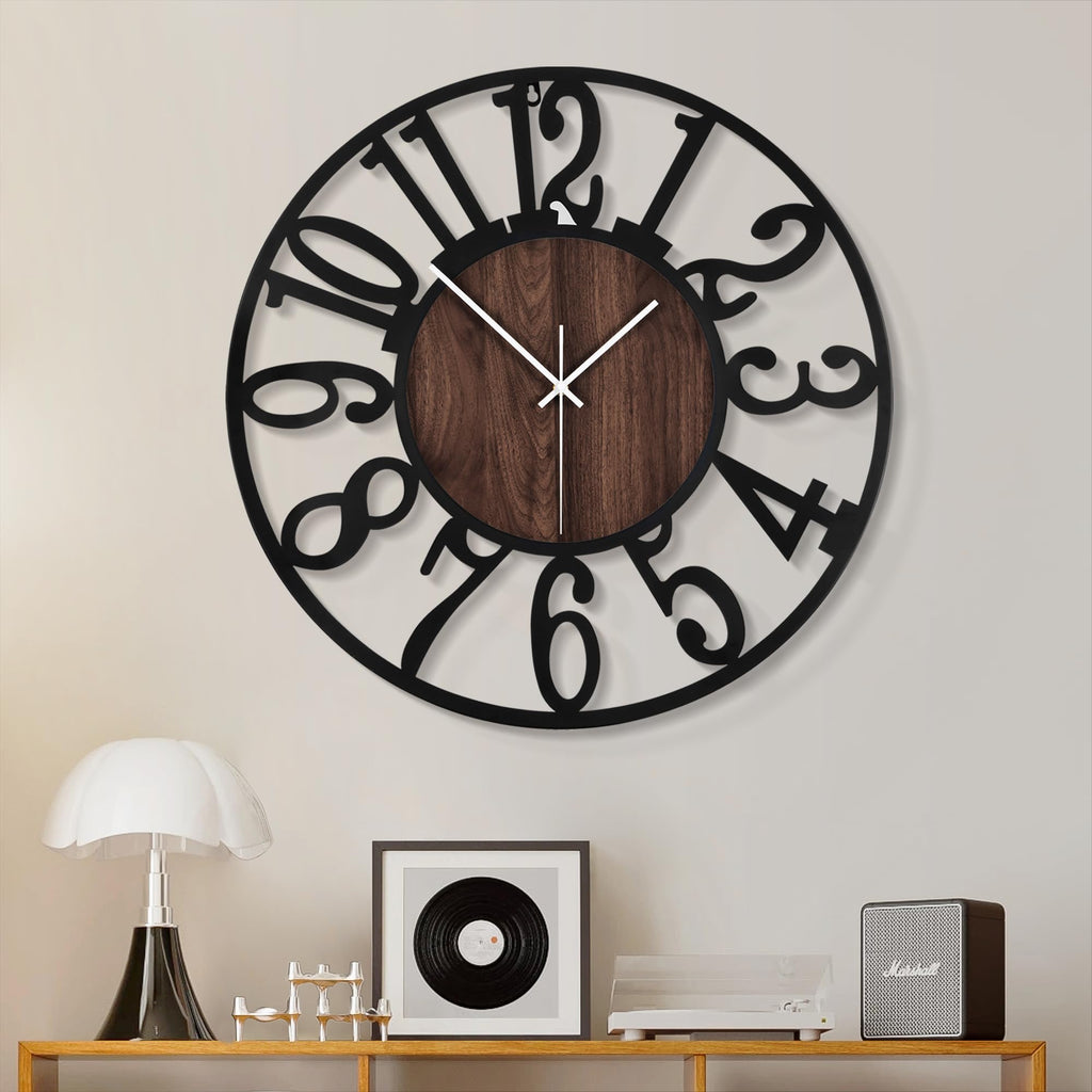 1st owned Large Wall Clocks for Living Room Decor- Modern Decorative 20 inch Silent Non Ticking Black Metal Clocks for Farmhouse