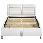 Coaster Home Furnishings Jeremaine Contemporary Leatherette Upholstered Eastern King Size Sleigh Bed Frame Platform Bed 40-inch Headboard White 300345KE