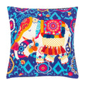 Chumbak Polyester Regal Elephant Cushion Cover (Blue, 16Inch)