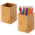 Pen Cup Holder,2 Pack Bamboo Wood Desk Pencil Holder Stand Multi Purpose Use Pencil Cup Pot Desk Accessories,Desktop Organizer P
