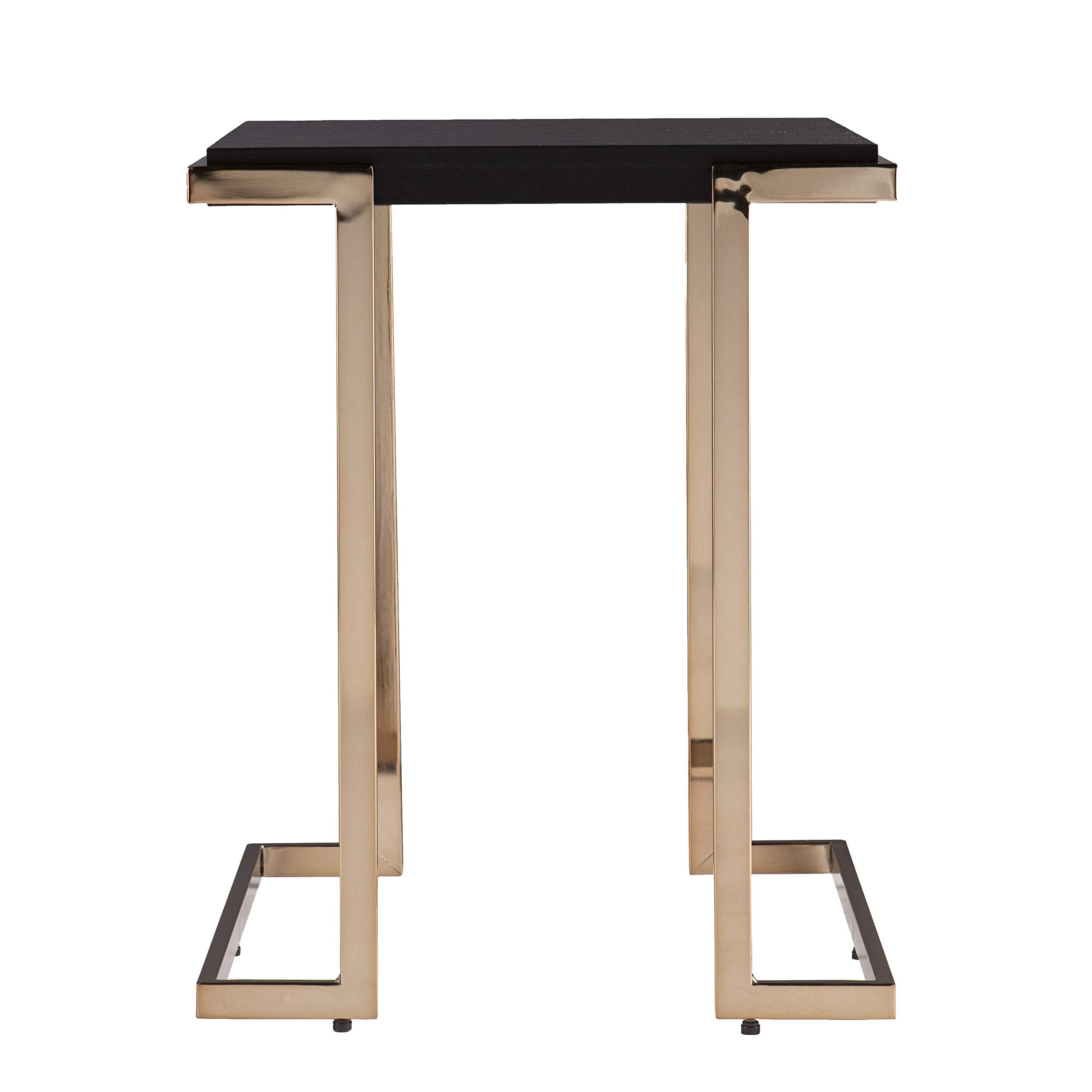 SEI Furniture Barcia Side Table, Standard, Black, Champagne