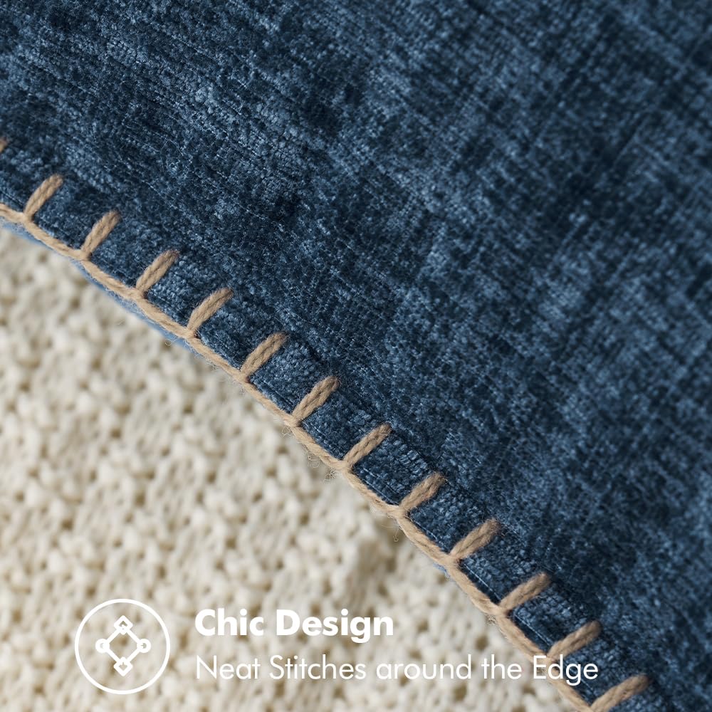 Miulee Pack Of 2 Couch Throw Pillow Covers 18X18 Inch Navy Blue Farmhouse Decorative Pillow Covers With Stitched Edge Soft Chenille Solid Dyed Spring Pillow Covers For Sofa Bed Living Room