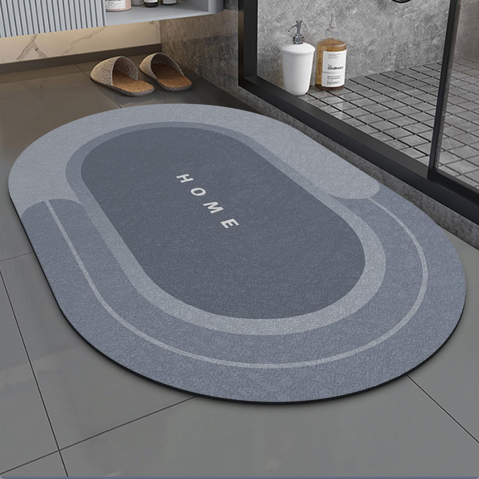 HERA BEAUTY Super Absorbent Bath Mat, Quick Dry Bath Mat, Non Slip Rubber Bathroom Rugs, Easy to Clean Machine Washable Thin Bat