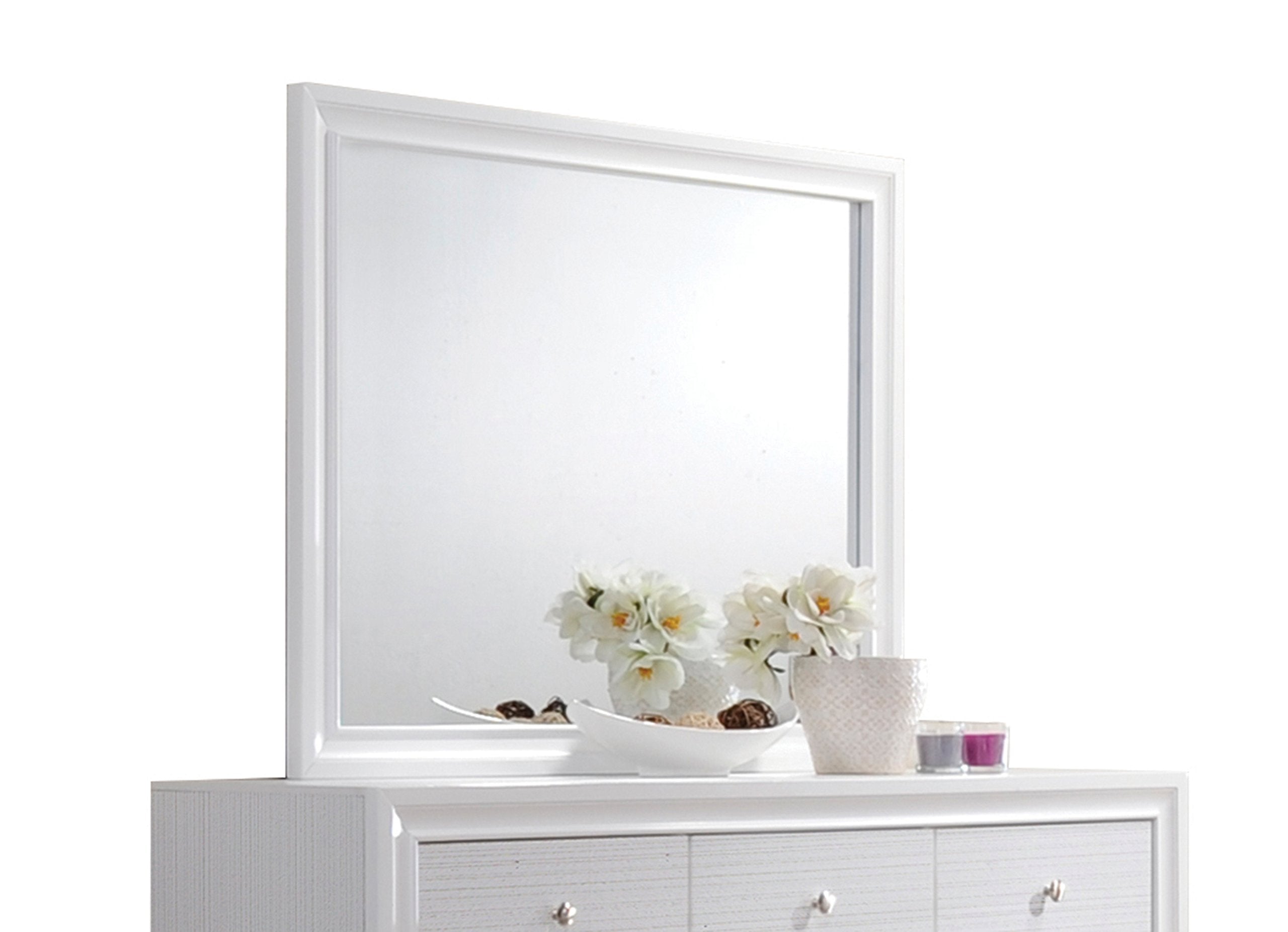 Acme Naima Wood Frame Bedroom Mirror In White