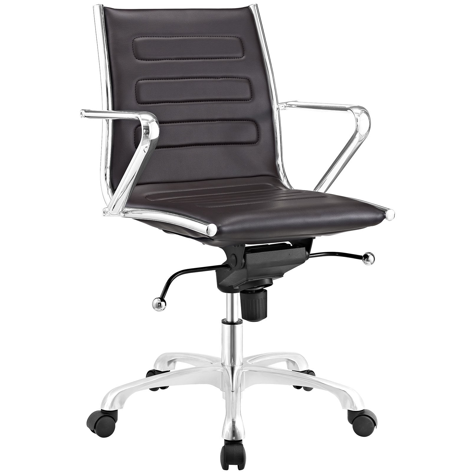 Modway Ascend Faux Leather Adjustable Swivel Office Chair in Brown