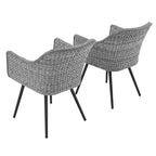 Modway EEI-3181-GRY-GRY-SET Endeavor Outdoor Patio Wicker Rattan Dining Armchair, Set of 2, Gray