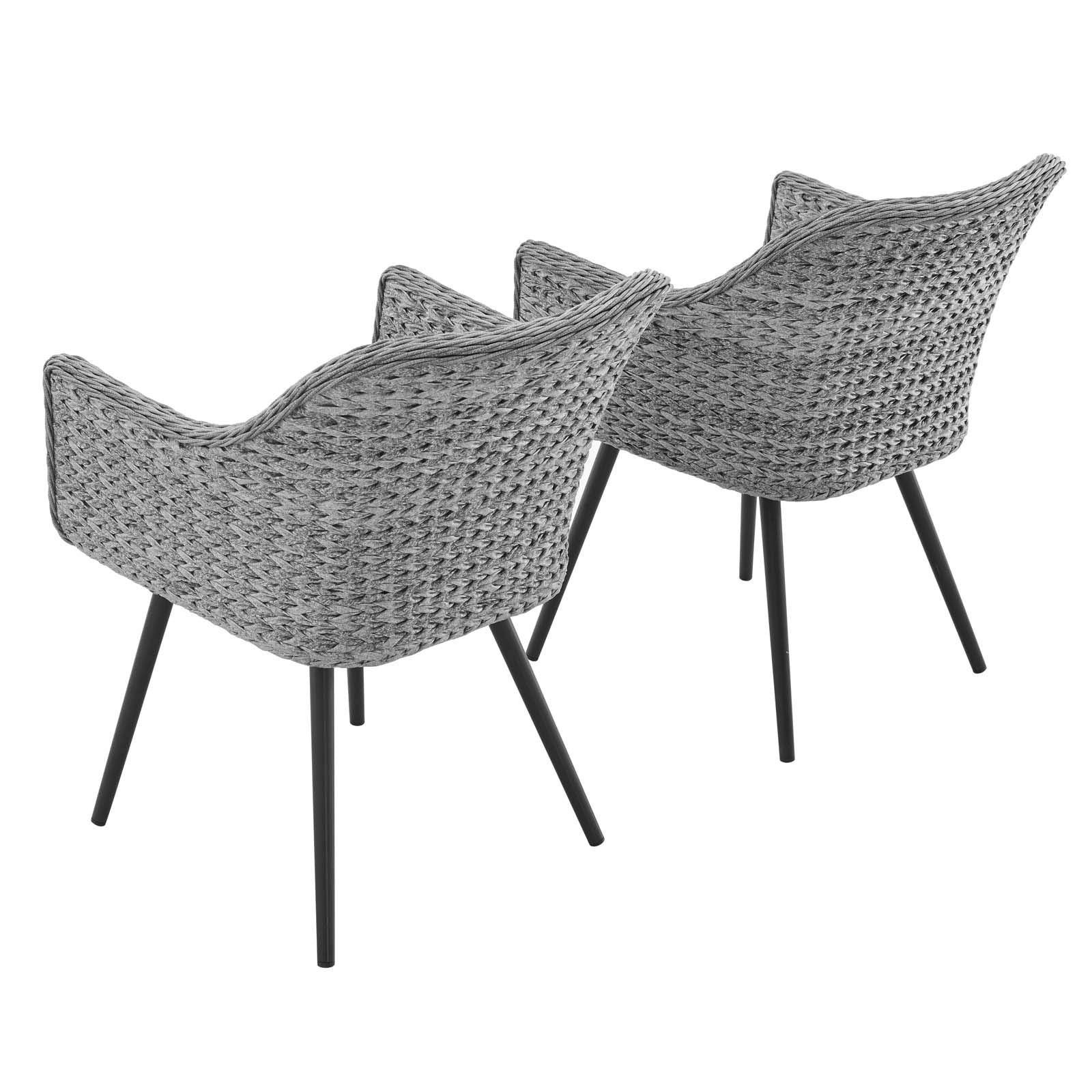 Modway EEI-3181-GRY-GRY-SET Endeavor Outdoor Patio Wicker Rattan Dining Armchair, Set of 2, Gray
