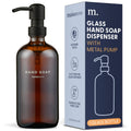 MaisoNovo Hand Soap Dispenser for Bathroom | 16.9 fl oz Amber Glass Black Pump x 1
