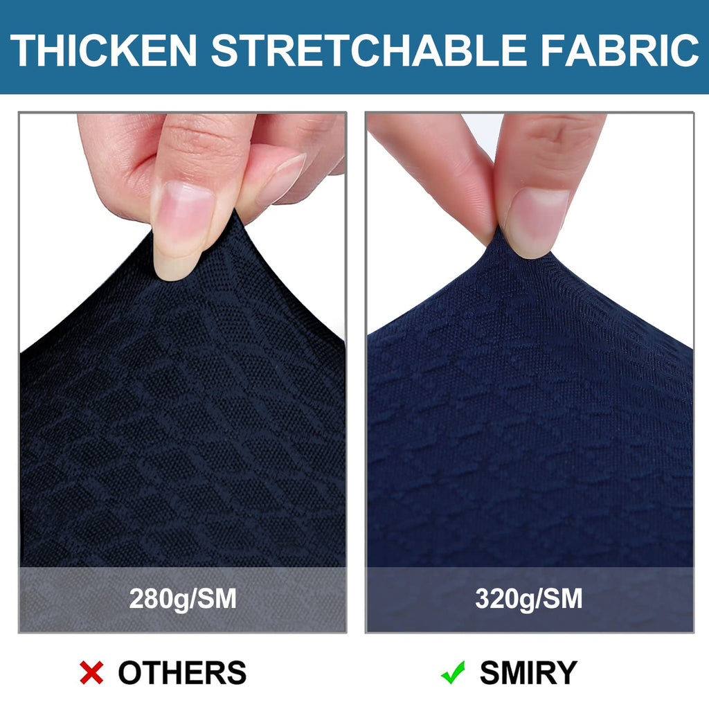 Smiry Waterproof Seat Covers For Dining Room Chairs Set Of 2, Stretch Jacquard Removable Washable Chair Seat Slipcovers Protector, No Rear Covers, Federal Blue