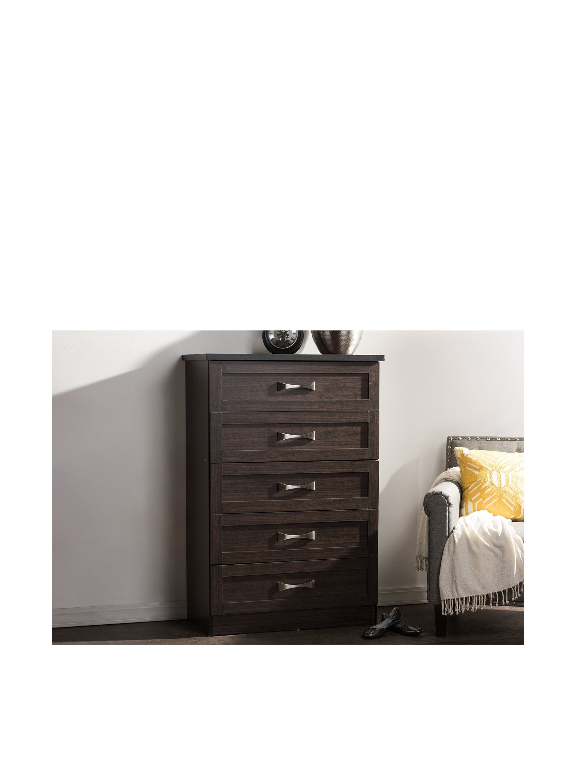 Baxton Studio Colburn Chest, 5-Drawer, Dark Brown
