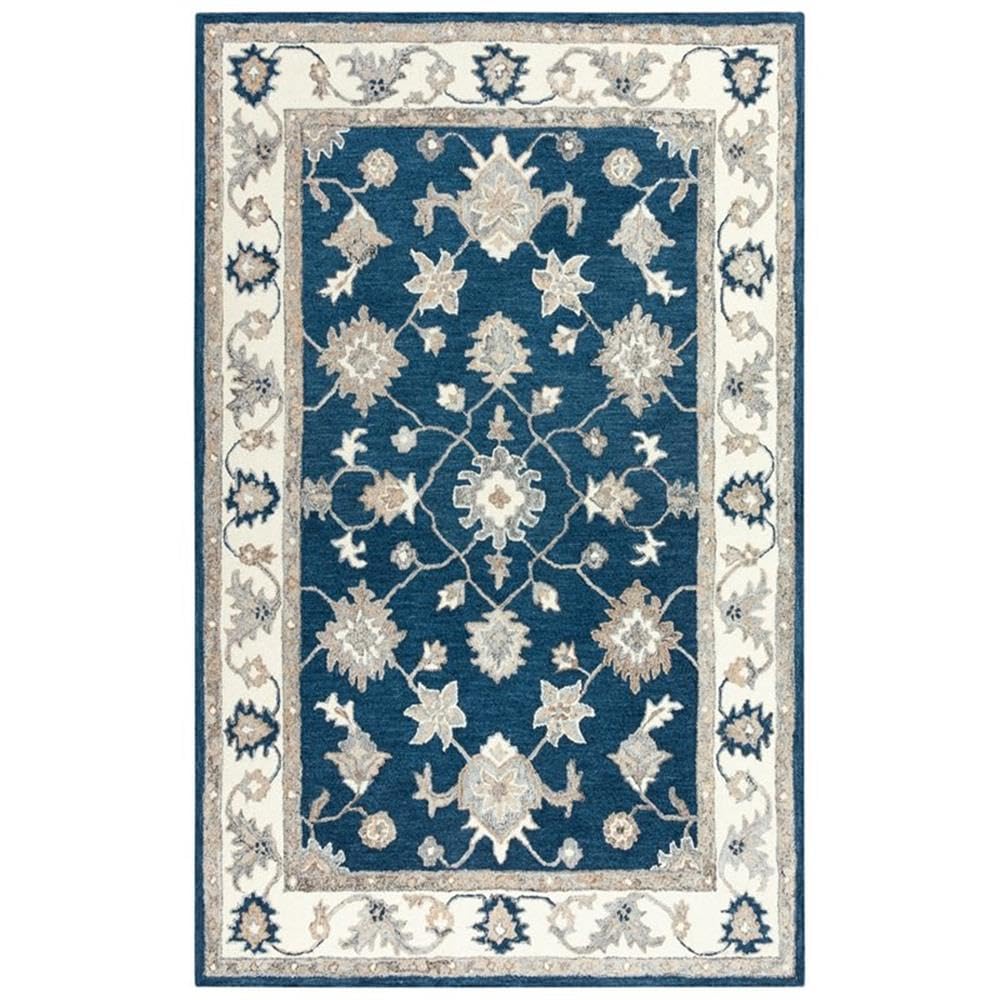 Rizzy Home Alora Decor Spirit 5' X7'6" Classical Navy/Ivory Hand Tufted Area Rug