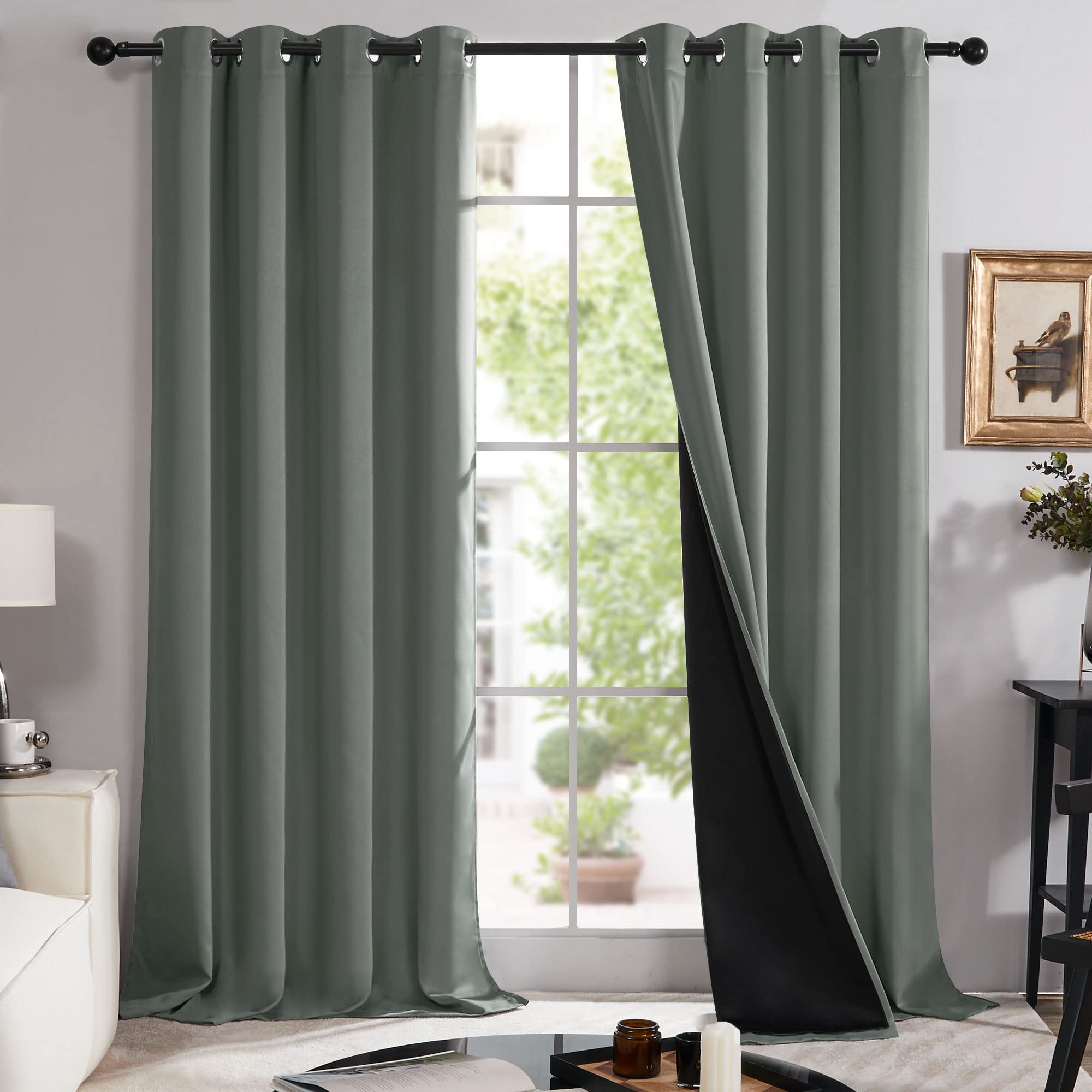 Deconovo 100% Blackout Curtains 95 Inches Long, Thermal Insulated, Noise Blocking, Window Drapes For Office/Hotel/Study/Balcony/
