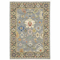 HomeRoots 509350 8 x 11 ft. Blue Gray Gold Green Pink Orange Ivory & Red Oriental Power Loom Stain Resistant Rectangle Area Rug with Fringe