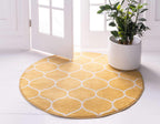 Unique Loom Trellis Frieze Collection Area Rug - Rounded (4' 1'' Round, Yellow/ Ivory)