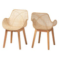 Baxton Studio Ballerina Brown Finished Mahogany Wood and Rattan Dining Chair