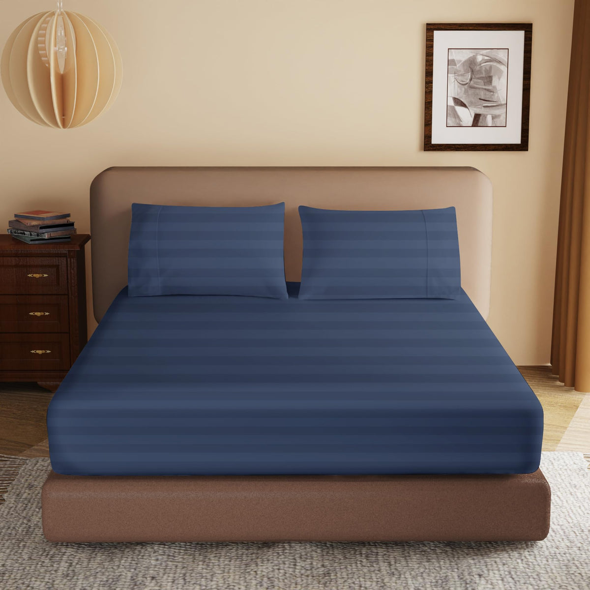 100% Egyptian Cotton Fitted Sheet King Size, 600 Thread Count, Single Fitted Sheet Only,8   -16'' Deep Pocket Sheet, Soft & Elas